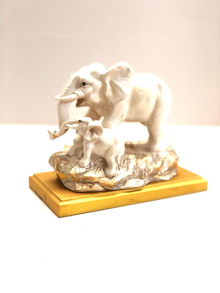 Elephant Mother Child Animal Sculpture Eccentric Home Living Décor Tamrapatra