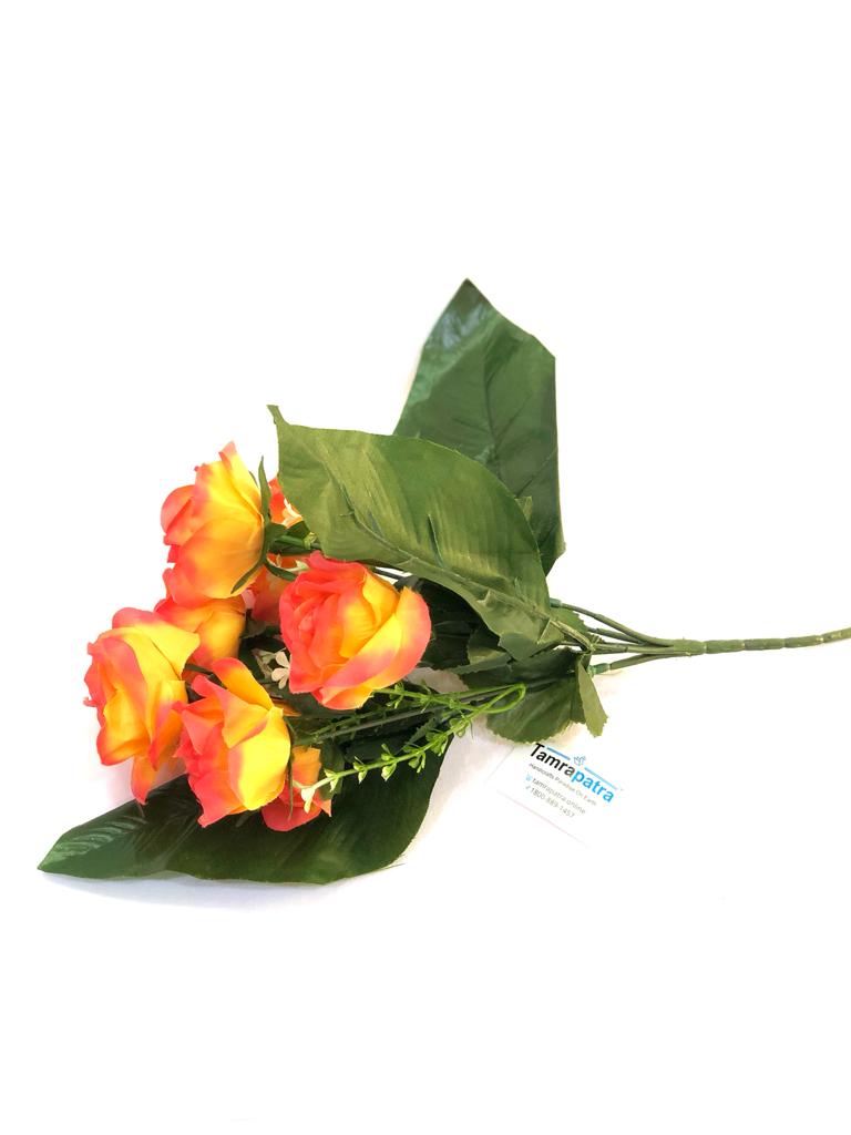 7 Rose Bunch In Classy Shades With Leaf Petals For Decoration Tamrapatra
