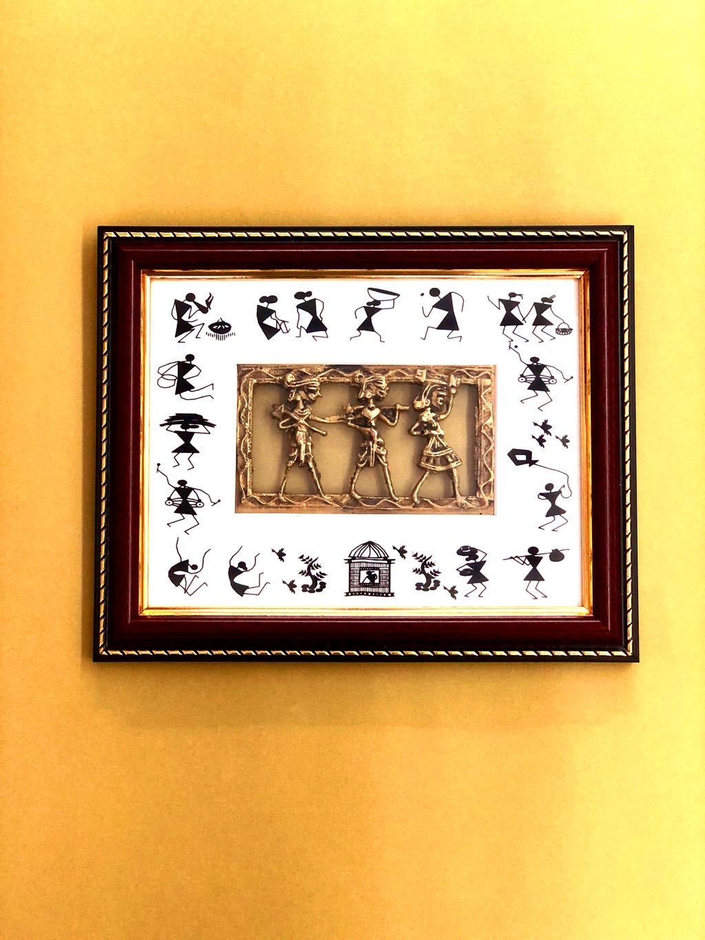 Warli Dhokra Artistic Frame Wall Hanging Rural Artisan Make Décor By Tamrapatra