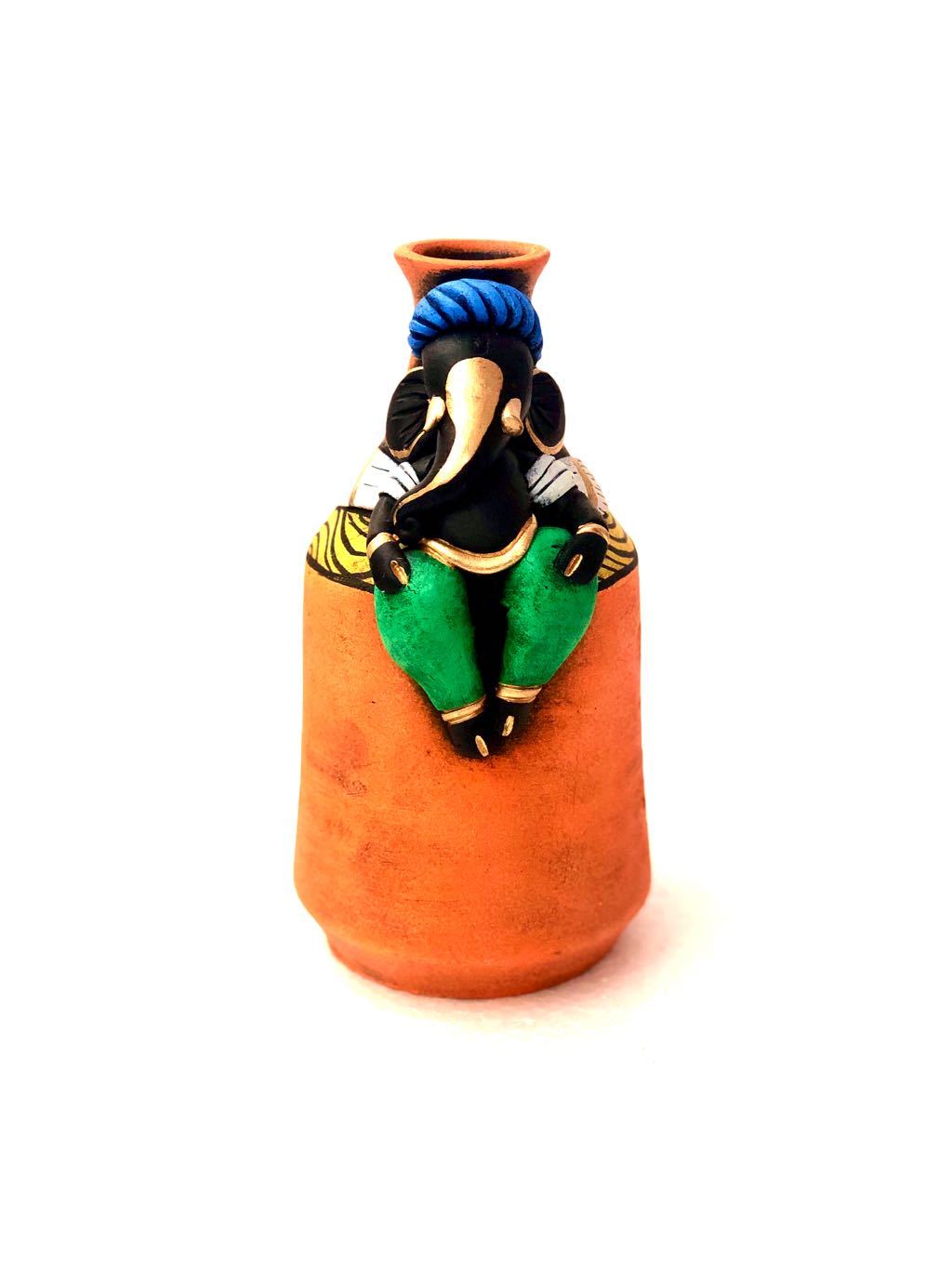 Playful Ganesha On Creative Pots Irresistible Classic Colours Tamrapatra - Tamrapatra