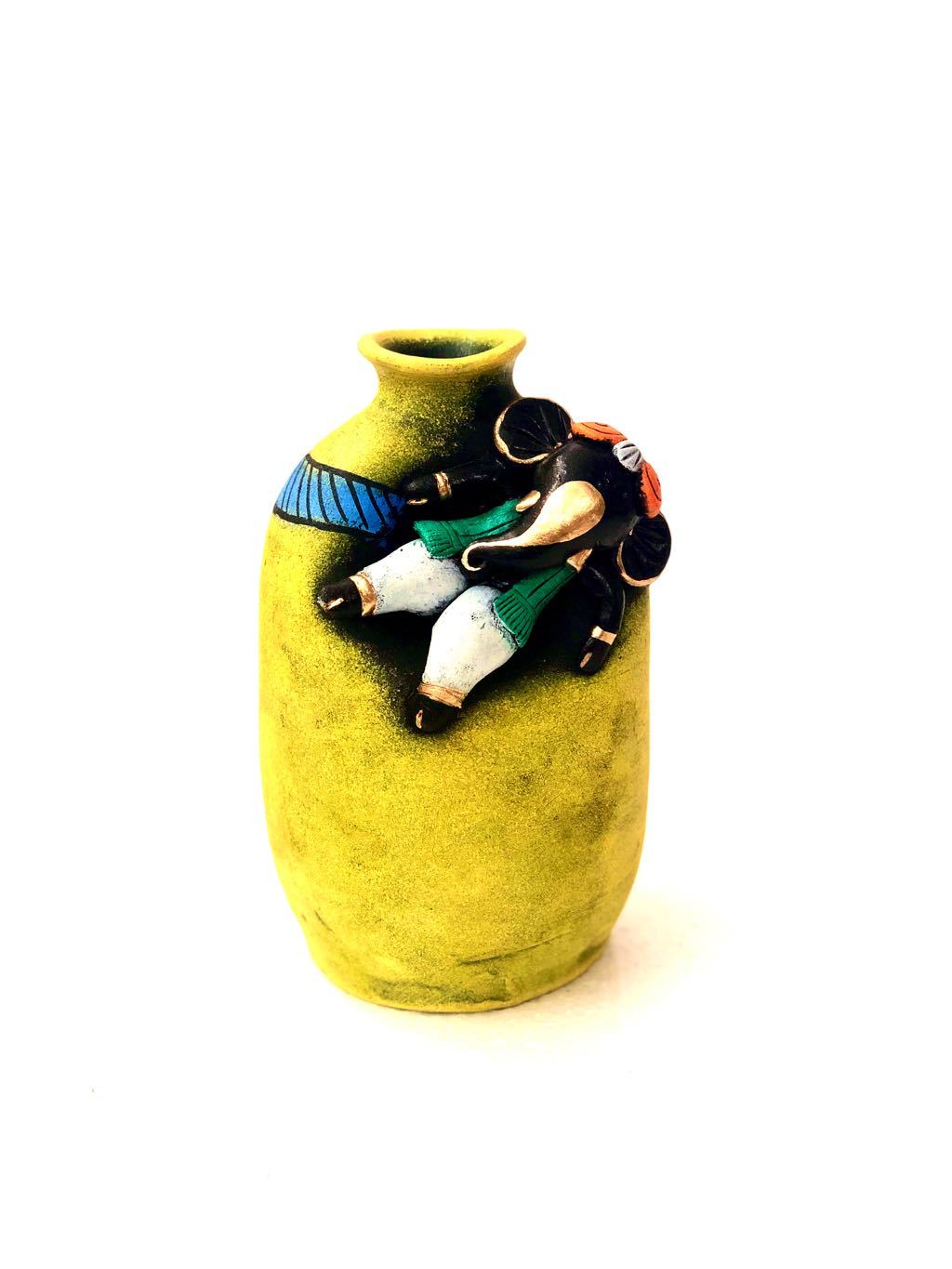 Playful Ganesha On Creative Pots Irresistible Classic Colours Tamrapatra - Tamrapatra