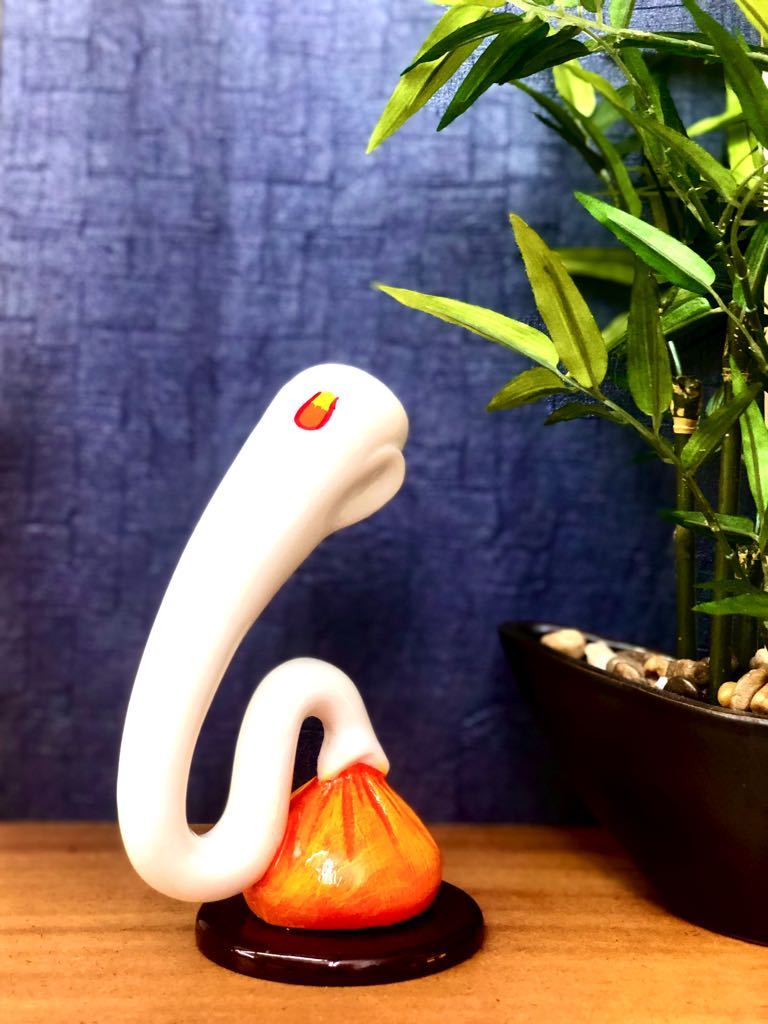 Ganesha With Modak In Sleek 3 Styles White Resin From Tamrapatra - Tamrapatra