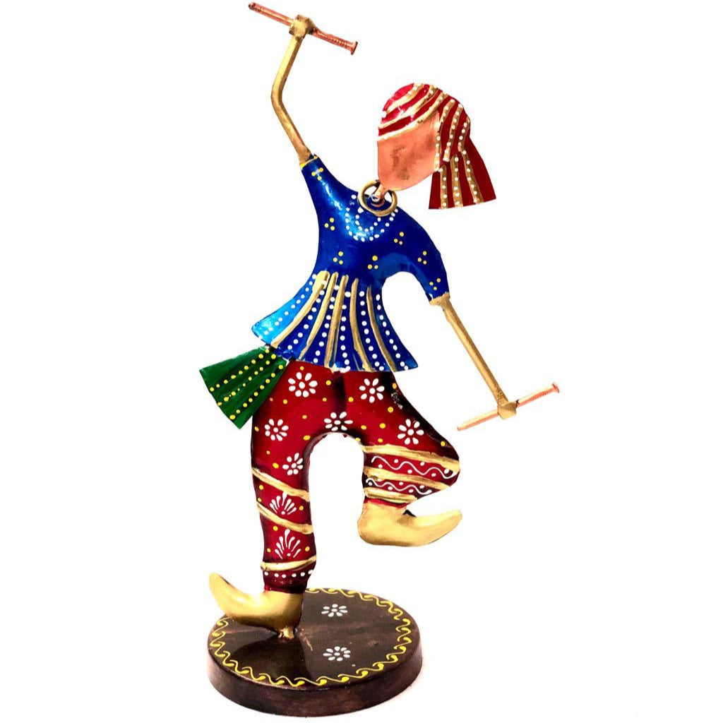 Dancing Man Lady Metal Decor Gifting Ideas Pride Of Gujarat New Tamrapatra - Tanariri Hastakala