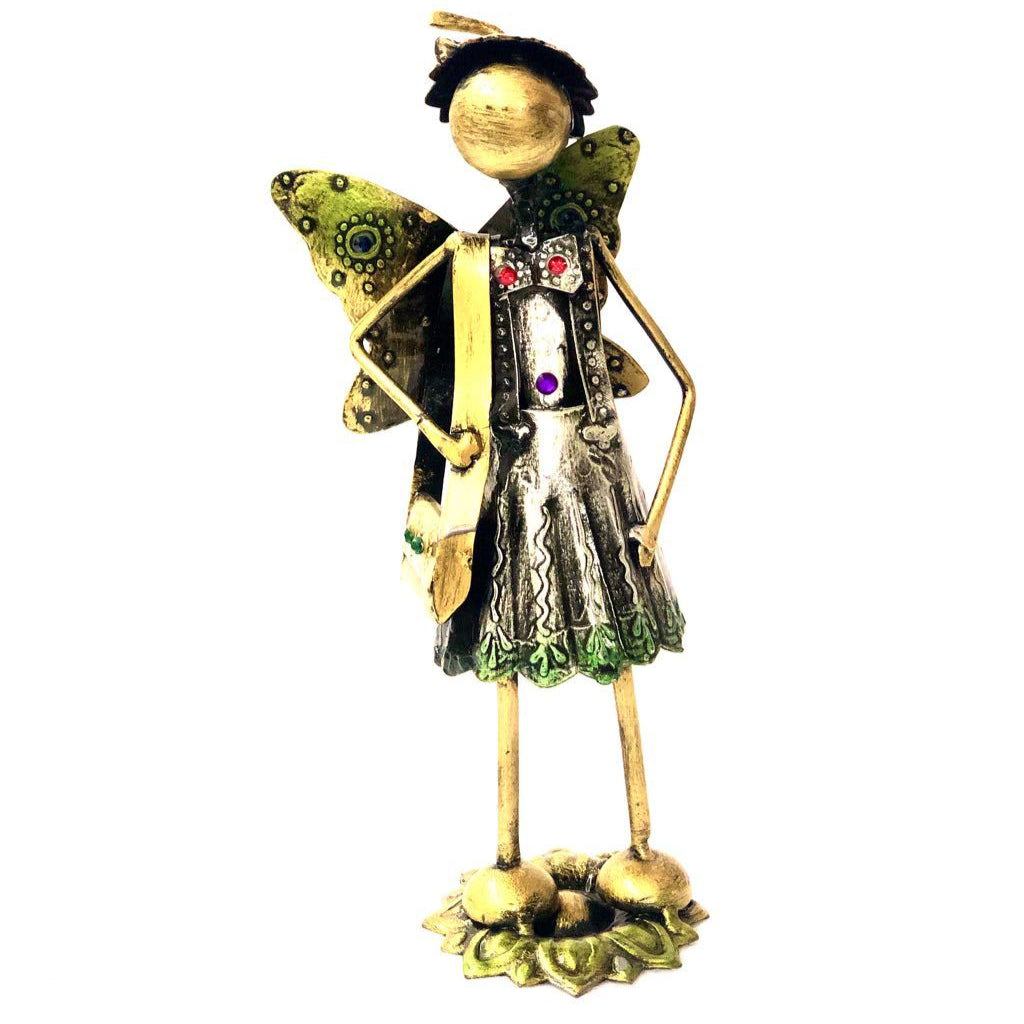 Sweet Little Fairy School Girl Marvellous Metal Showpiece By Tamrapatra - Tanariri Hastakala