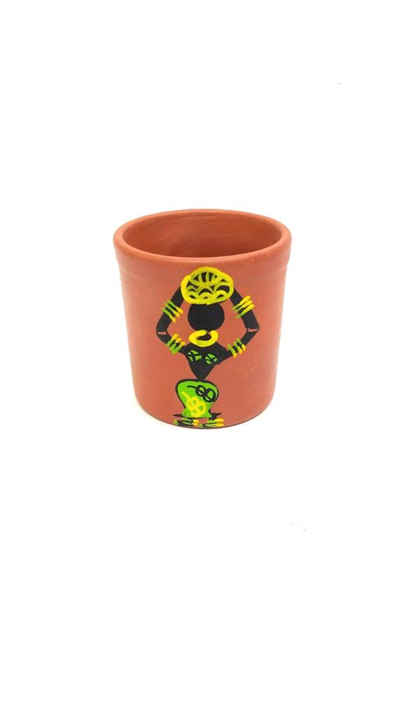 Cylindrical Glass Earthen Beverage Specials Plain & Hand Painted By Tamrapatra