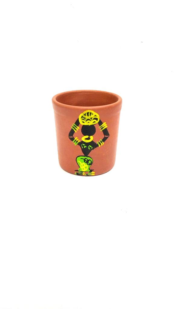 Cylindrical Glass Earthen Beverage Specials Plain & Hand Painted By Tamrapatra