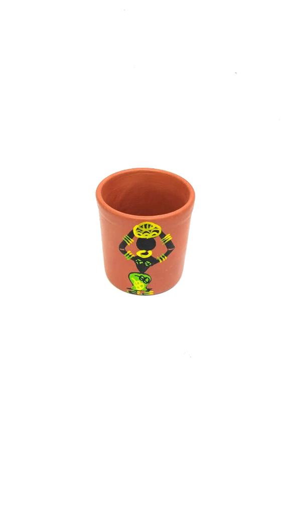 Cylindrical Glass Earthen Beverage Specials Plain & Hand Painted By Tamrapatra