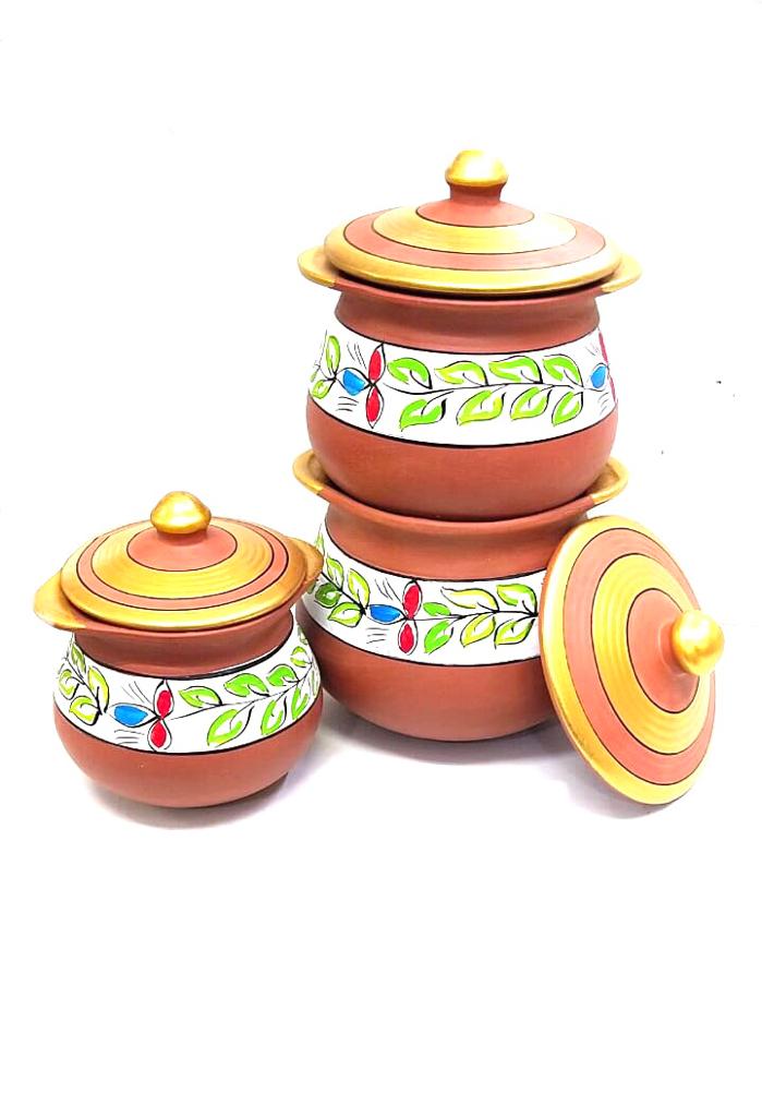 Line Handi Earthenware Pots Hand Painted Prepare Aromatic Dishes From Tamrapatra