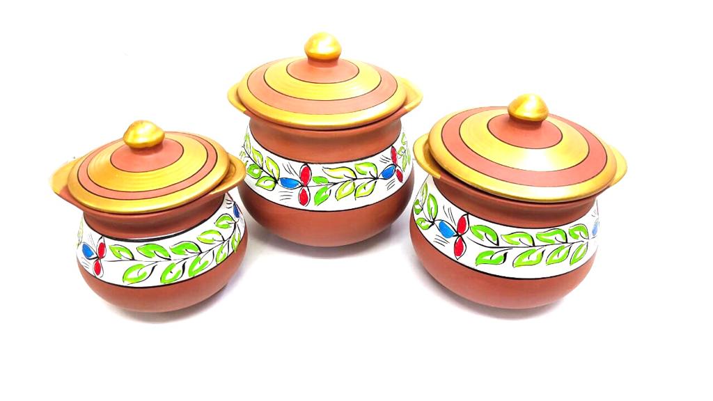 Line Handi Earthenware Pots Hand Painted Prepare Aromatic Dishes From Tamrapatra