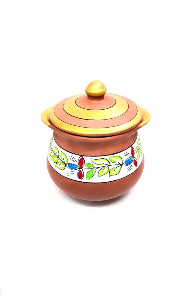 Line Handi Earthenware Pots Hand Painted Prepare Aromatic Dishes From Tamrapatra