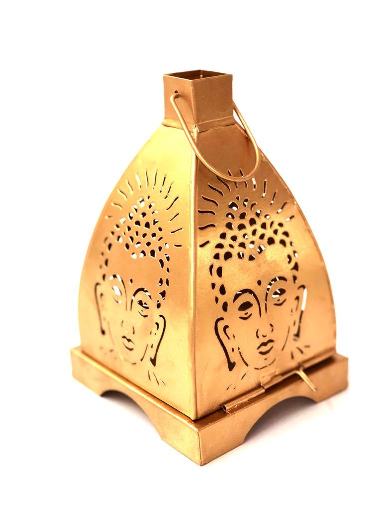 Buddha Shadow Tea Light Hanging Metal Lantern Tamrapatra - Tamrapatra
