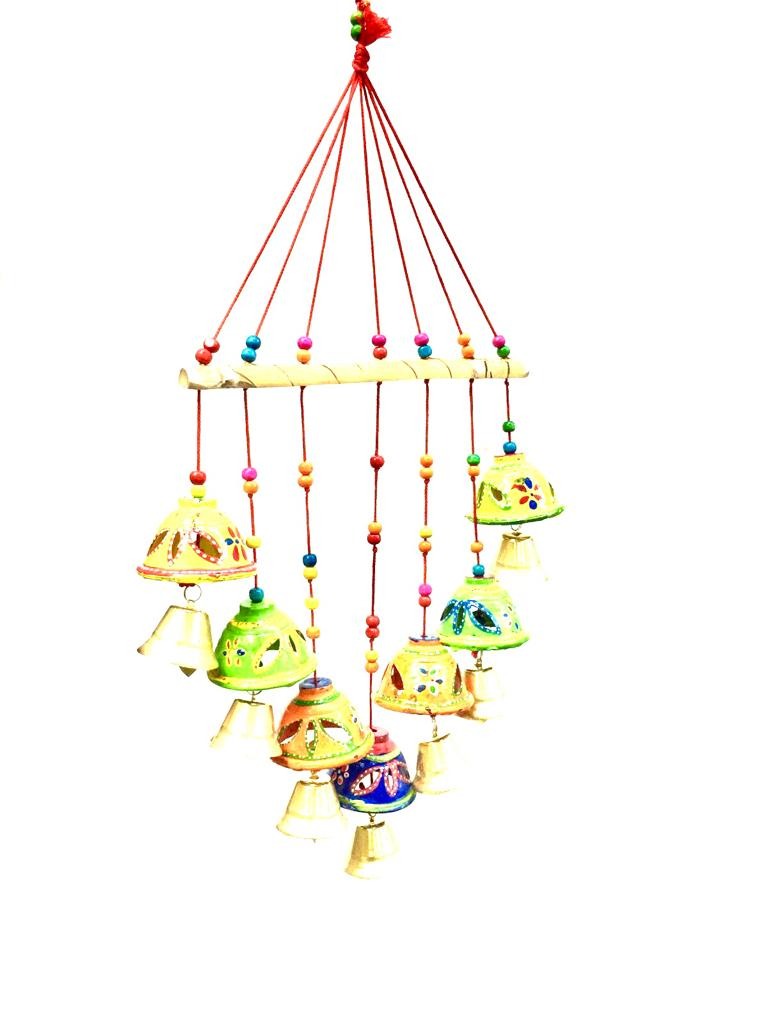 Beautiful 7 Bells On Hanging Wood Multicolor Attractive Danglers Tamrapatra