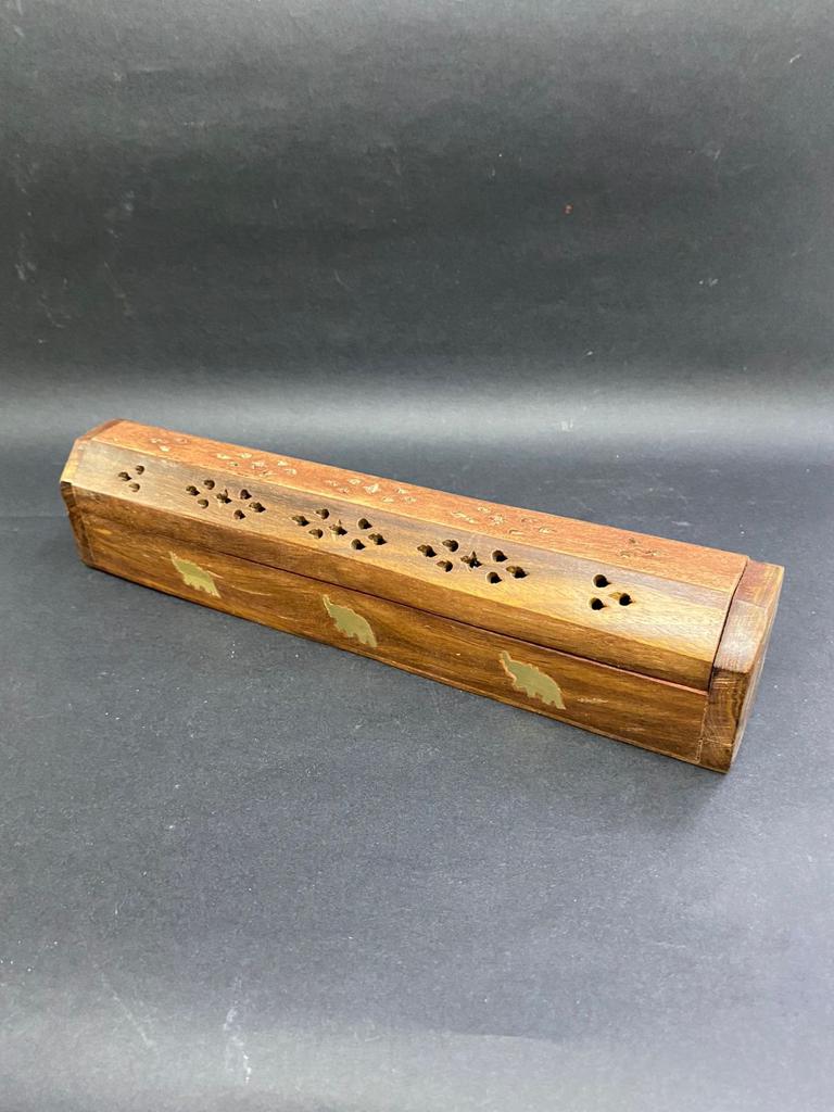 Incense Stick Holder Wooden Carving With Elephant Design From Tamrapatra