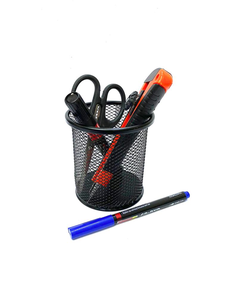 Iron Mesh Pen Holder Modern Black Desk Accessories Exclusively From Tamrapatra