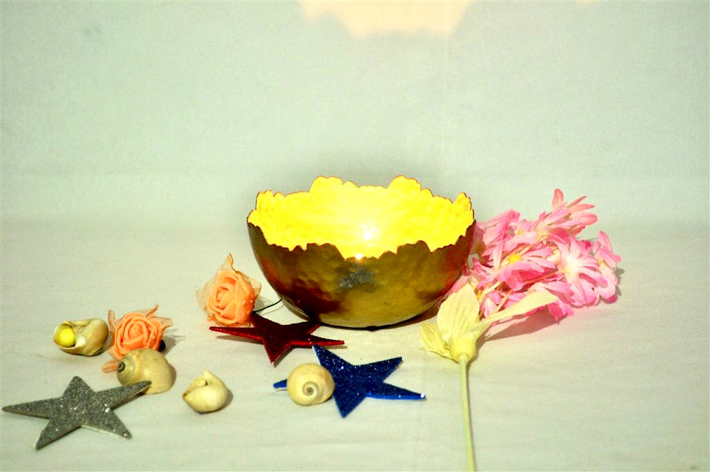 Votive Bowl Style Utility Tea Light Holder Metal Showpiece Tamrapatra - Tamrapatra