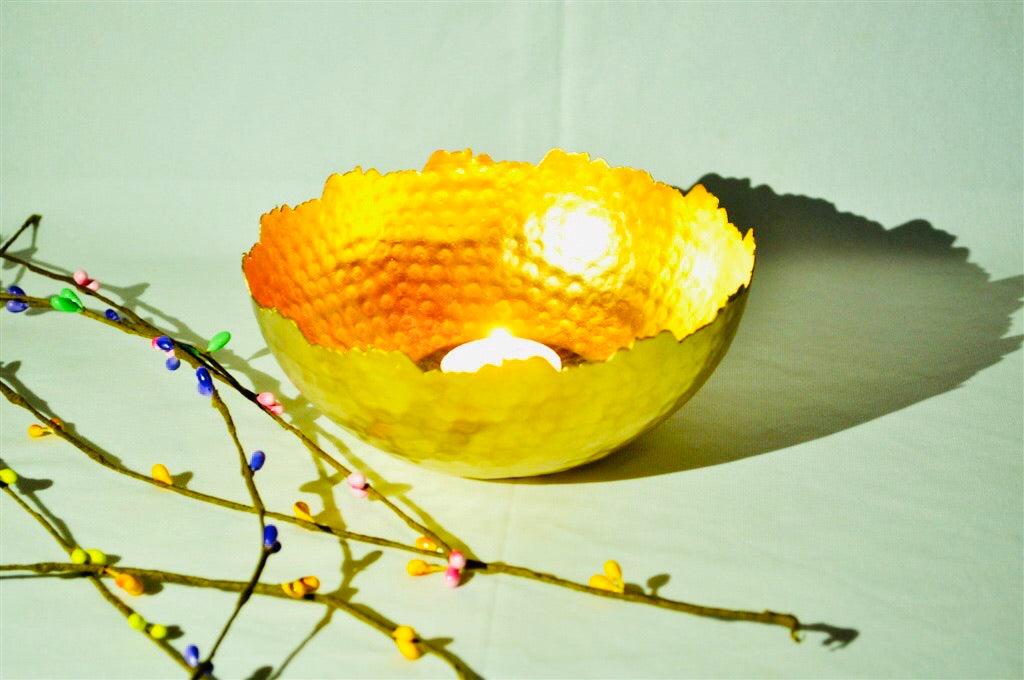 Votive Bowl Style Utility Tea Light Holder Metal Showpiece Tamrapatra - Tamrapatra