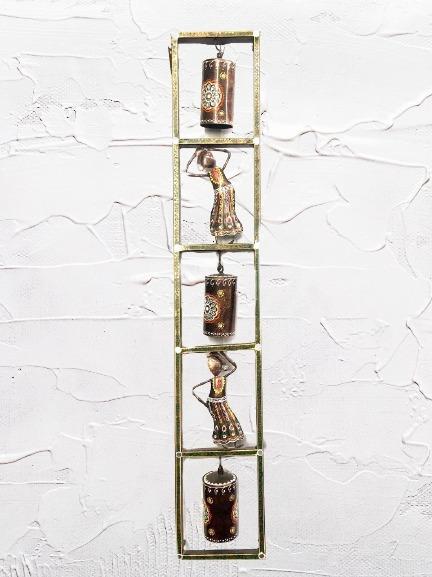 Lady Doll With Bells Handcrafted With Colorful Metal Wall Décor By Tamrapatra