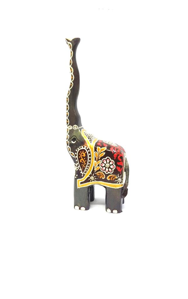 Wooden Long Trunk Elephants In Various Shades Handcrafted From Tamrapatra