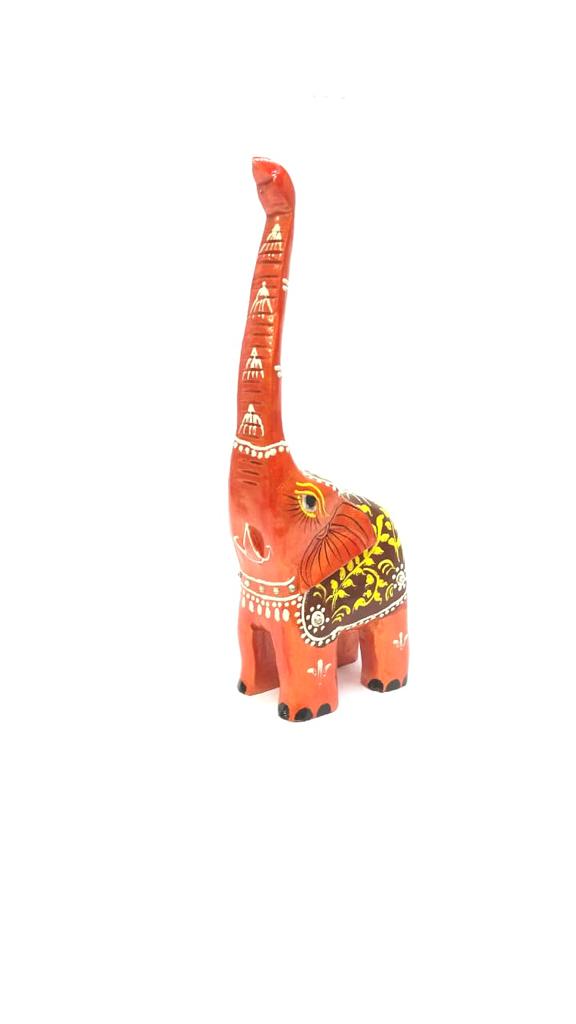 Wooden Long Trunk Elephants In Various Shades Handcrafted From Tamrapatra