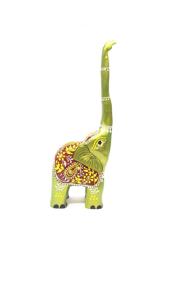 Wooden Long Trunk Elephants In Various Shades Handcrafted From Tamrapatra