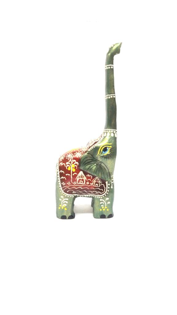 Wooden Long Trunk Elephants In Various Shades Handcrafted From Tamrapatra