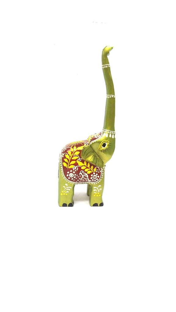 Wooden Long Trunk Elephants In Various Shades Handcrafted From Tamrapatra