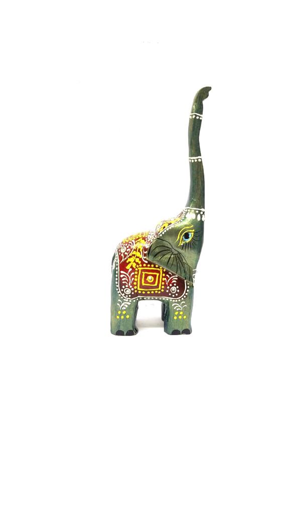 Wooden Long Trunk Elephants In Various Shades Handcrafted From Tamrapatra