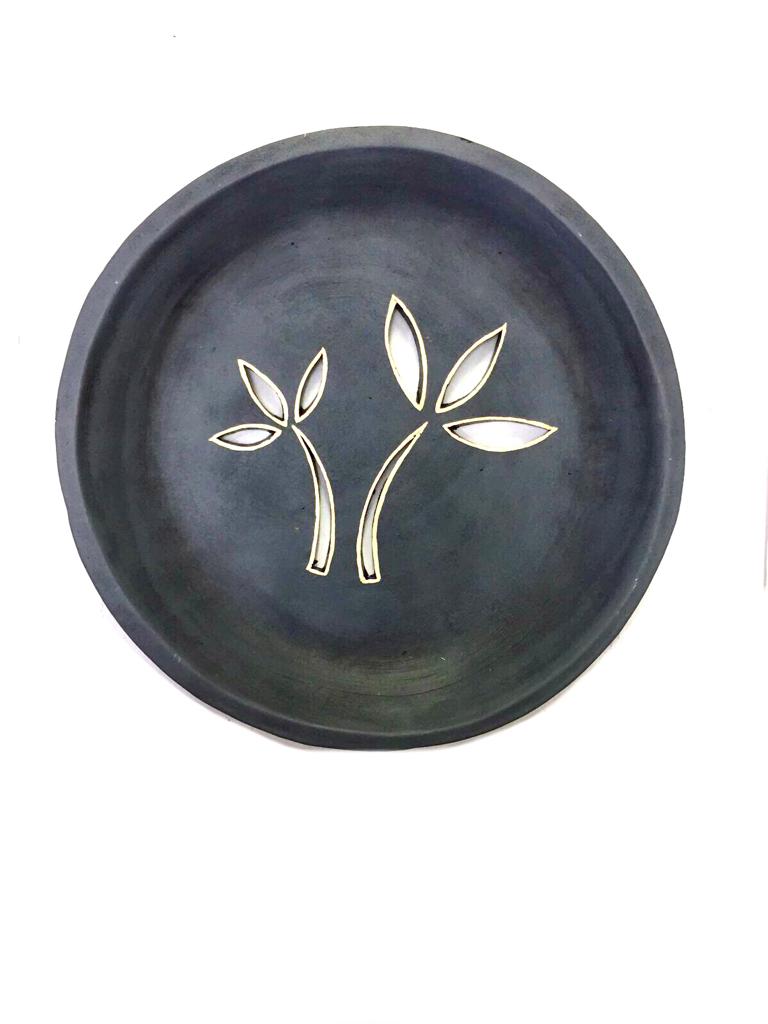 Gray Shades Circle Terracotta Designer Plates In Set Of 5 Wall Art Tamrapatra