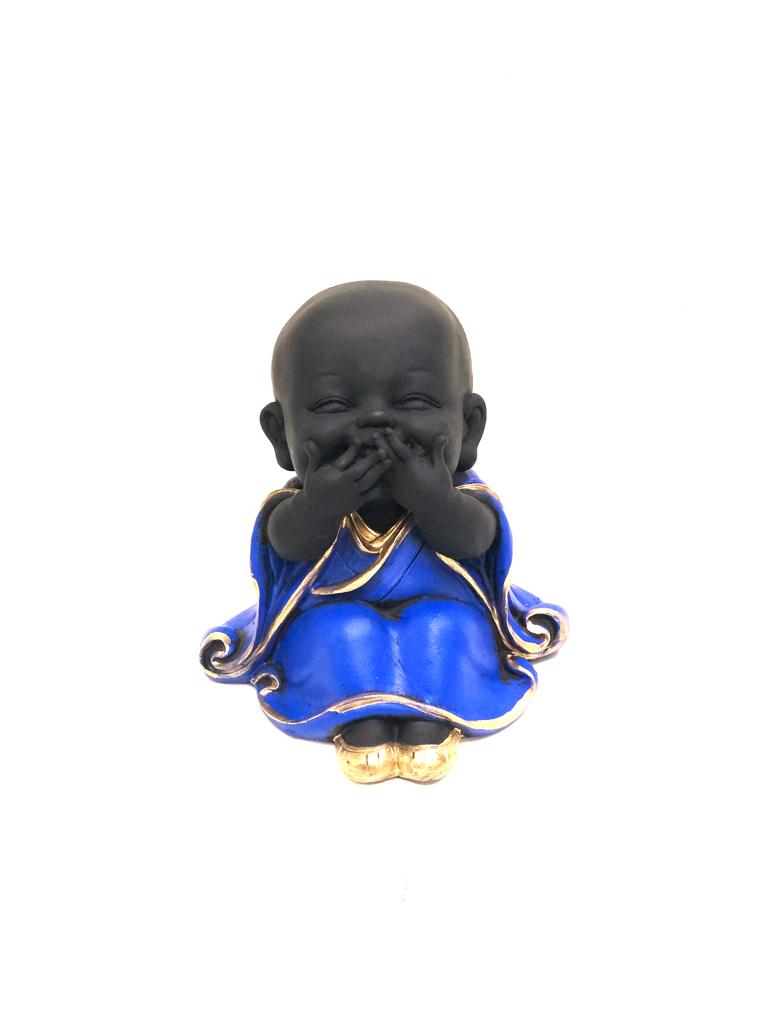 Big Happy Monks Lovely Resin Creations Set Of 3 In Cool Colors By Tamrapatra