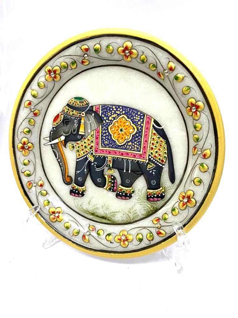 Marble Plates Exclusive Hand Painted In Beautiful Velvet Box From Tamrapatra