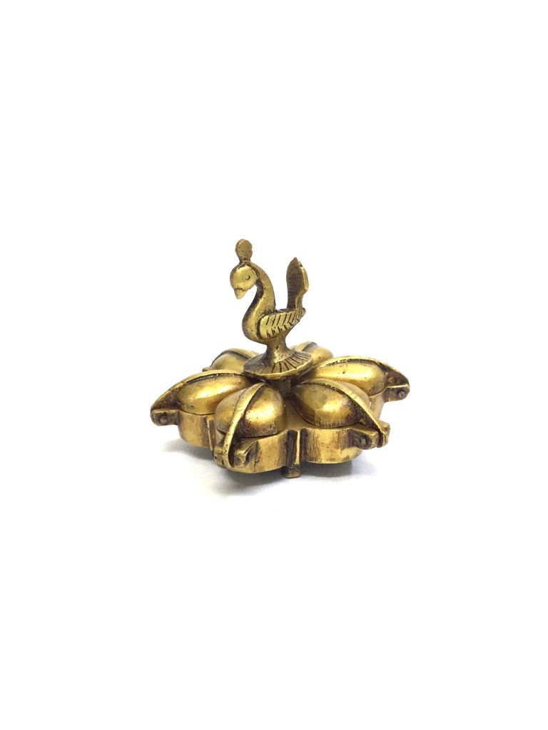 Peacock Brass Openable Utility Vermilion Sindoor Royal Box By Tamrapatra