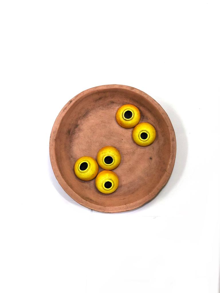 Peach Pink Round Plates Exclusive Designer Terracotta Round Plates By Tamrapatra