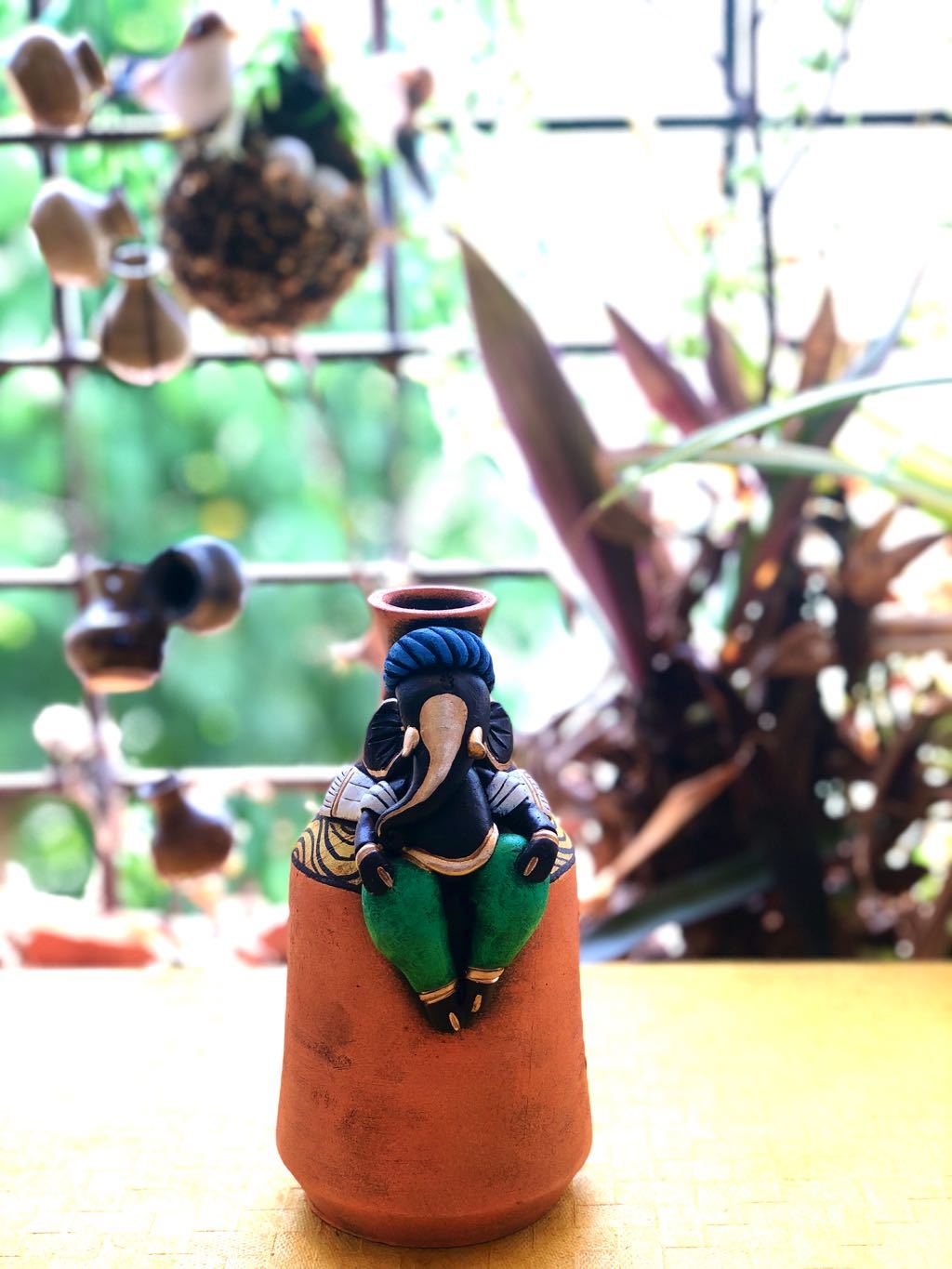 Playful Ganesha On Creative Pots Irresistible Classic Colours Tamrapatra - Tamrapatra