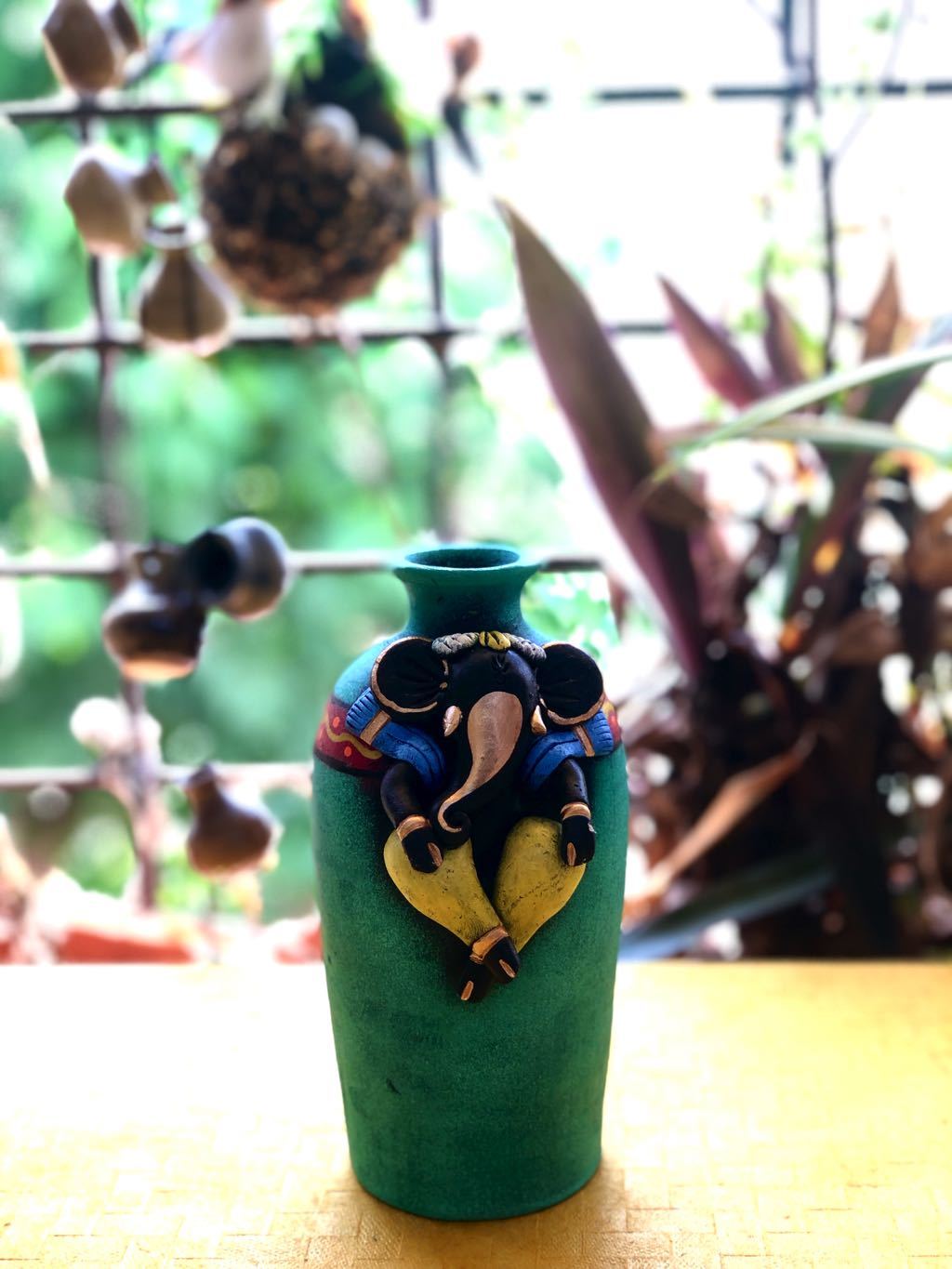 Playful Ganesha On Creative Pots Irresistible Classic Colours Tamrapatra - Tamrapatra