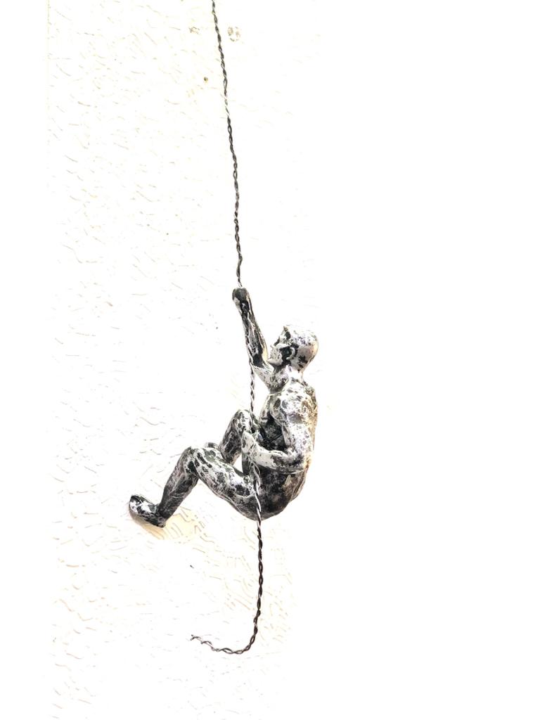 Rock Climbing Hanging Rope Man Figurines Sculpture Modern By Tamrapatra