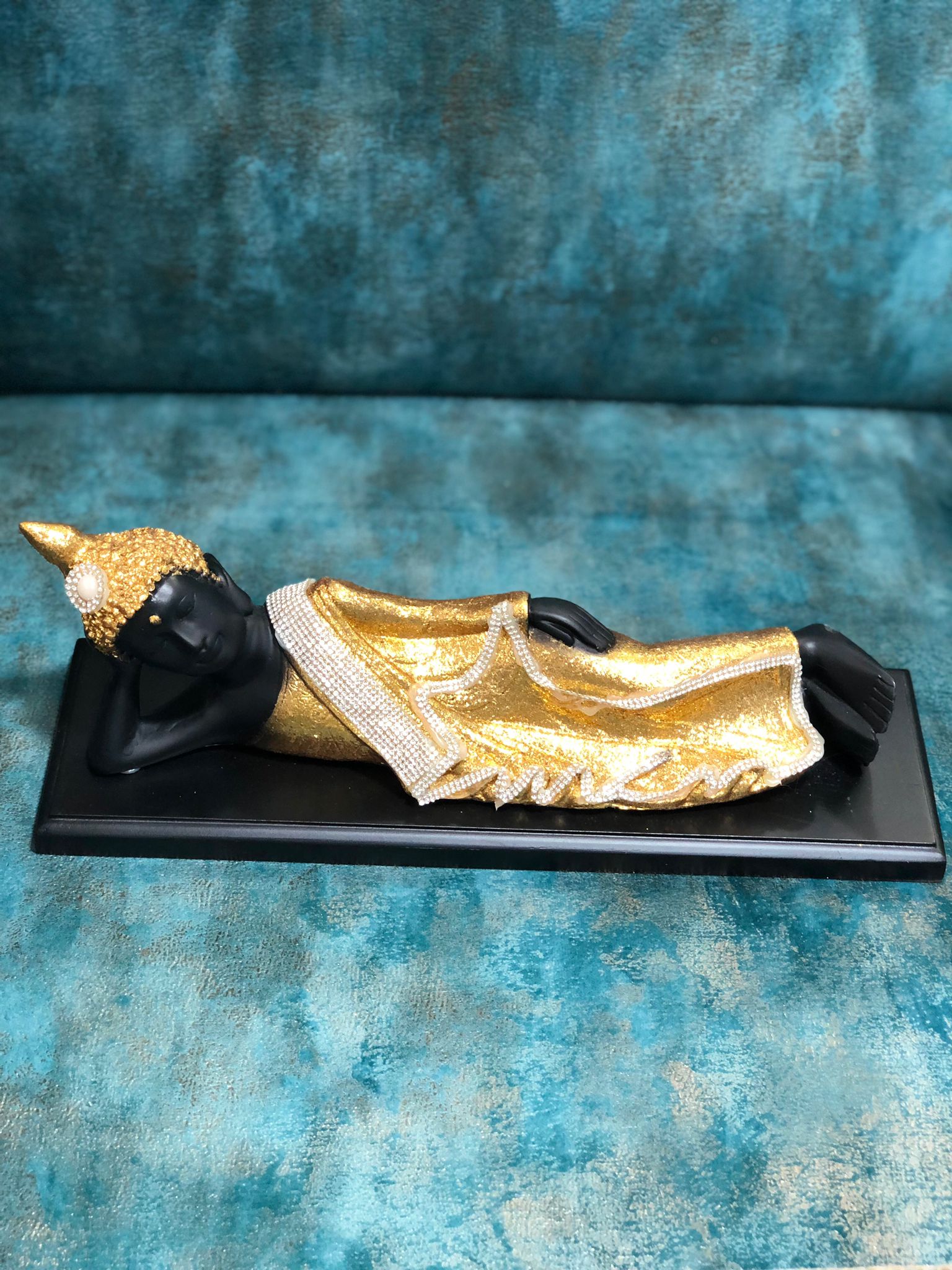 Sleeping Buddha For Horizontal Space Décor Resin Crafts With Crystals Tamrapatra