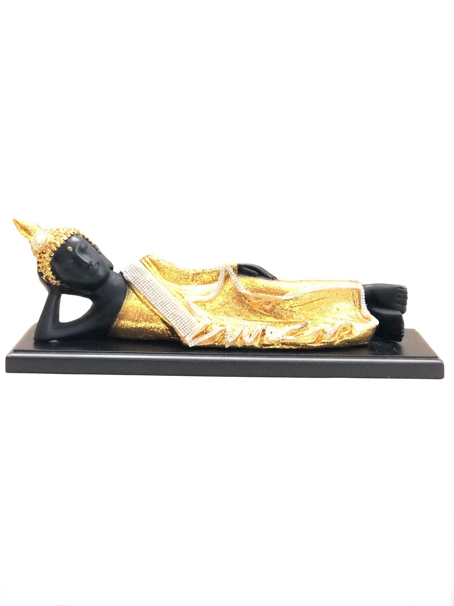 Sleeping Buddha For Horizontal Space Décor Resin Crafts With Crystals Tamrapatra