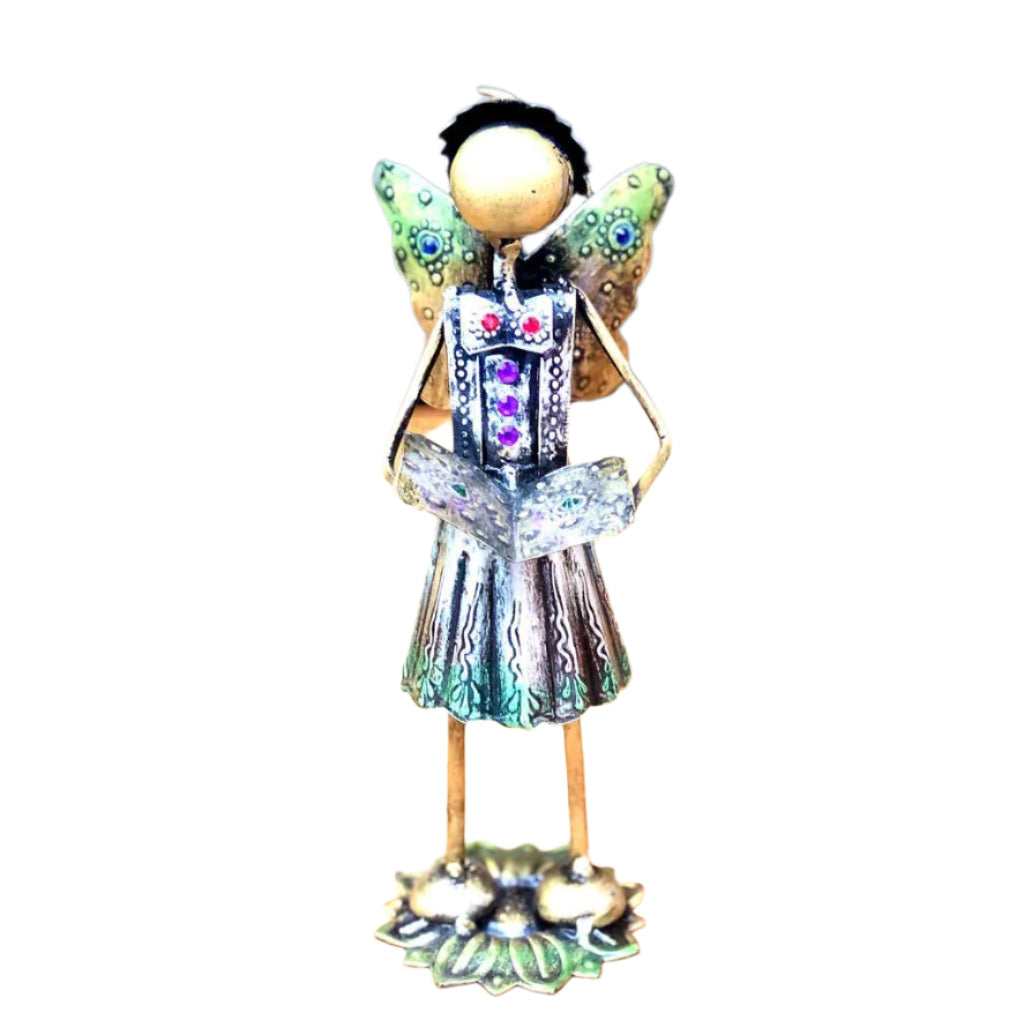 Sweet Little Fairy School Girl Marvellous Metal Showpiece By Tamrapatra - Tanariri Hastakala