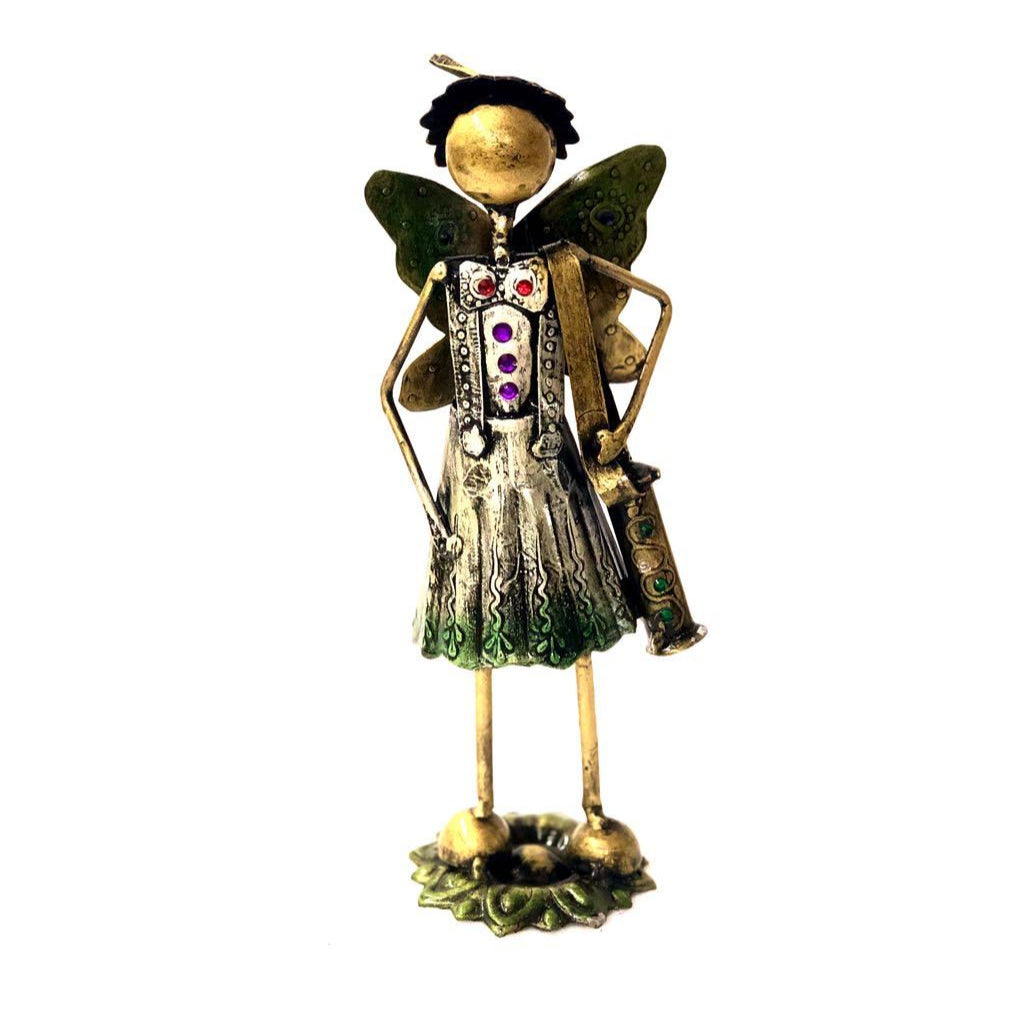 Sweet Little Fairy School Girl Marvellous Metal Showpiece By Tamrapatra - Tanariri Hastakala