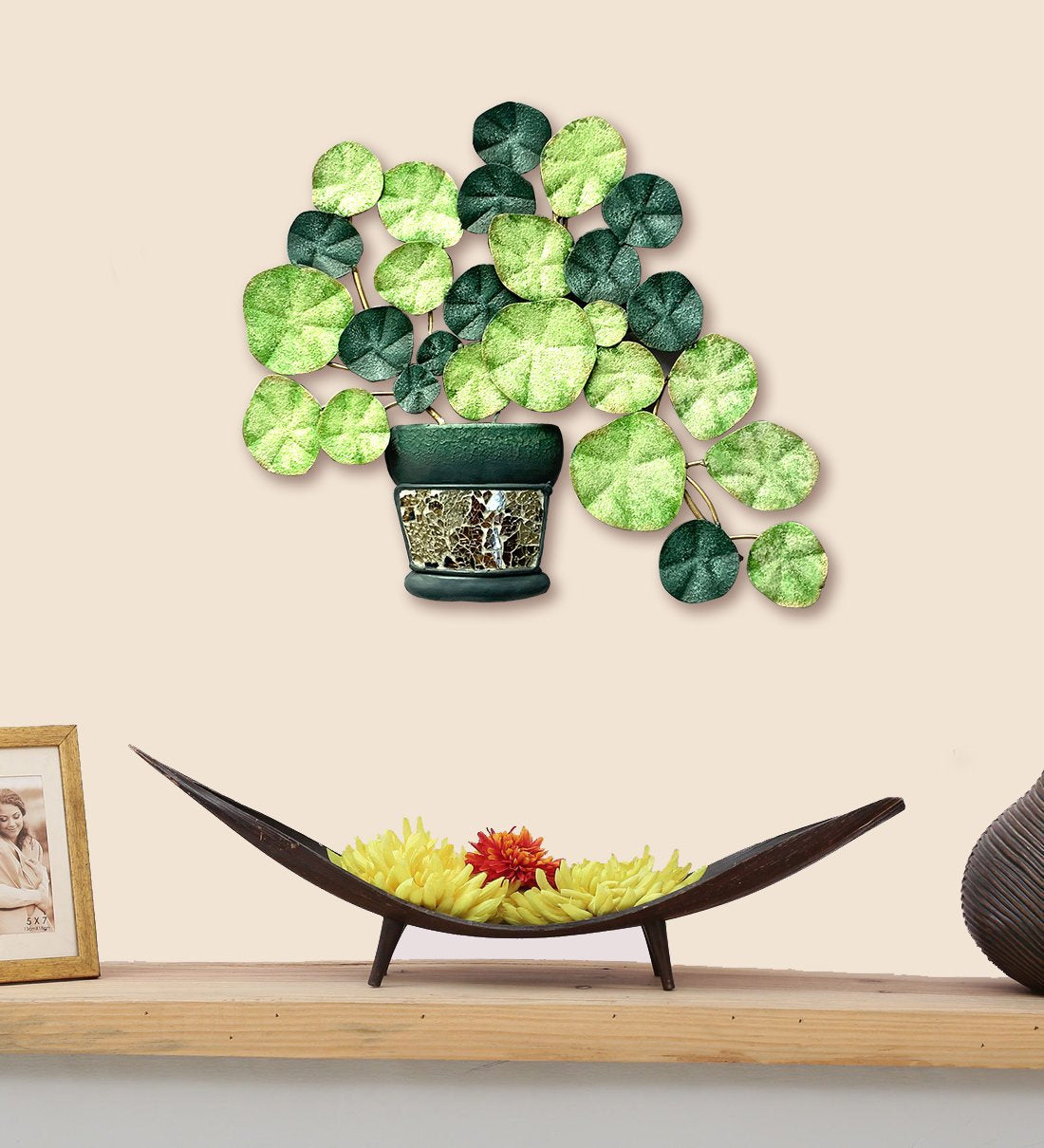 Bring Lifelike Green Leafy Tree Pot Suits Any Space Metal Mosaic Art Tamrapatra