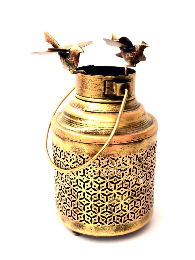 New Jar Style Bird Sitting On Hanging Metal Lantern Tamrapatra - Tamrapatra