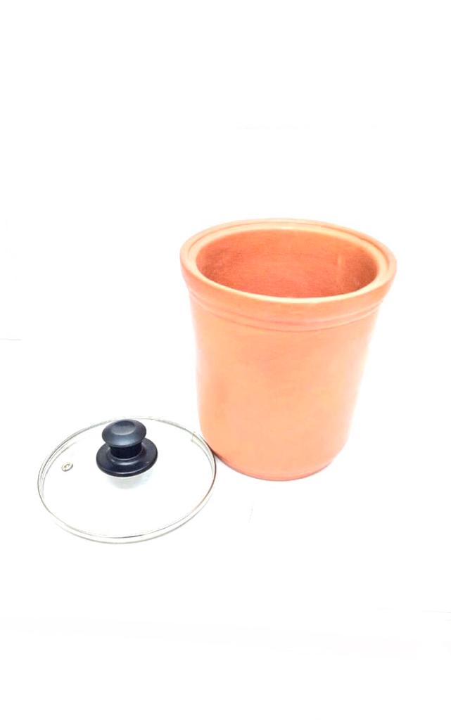 Tea Sugar Storage Container Earthenware With Glass Lid Handcrafted By Tamrapatra
