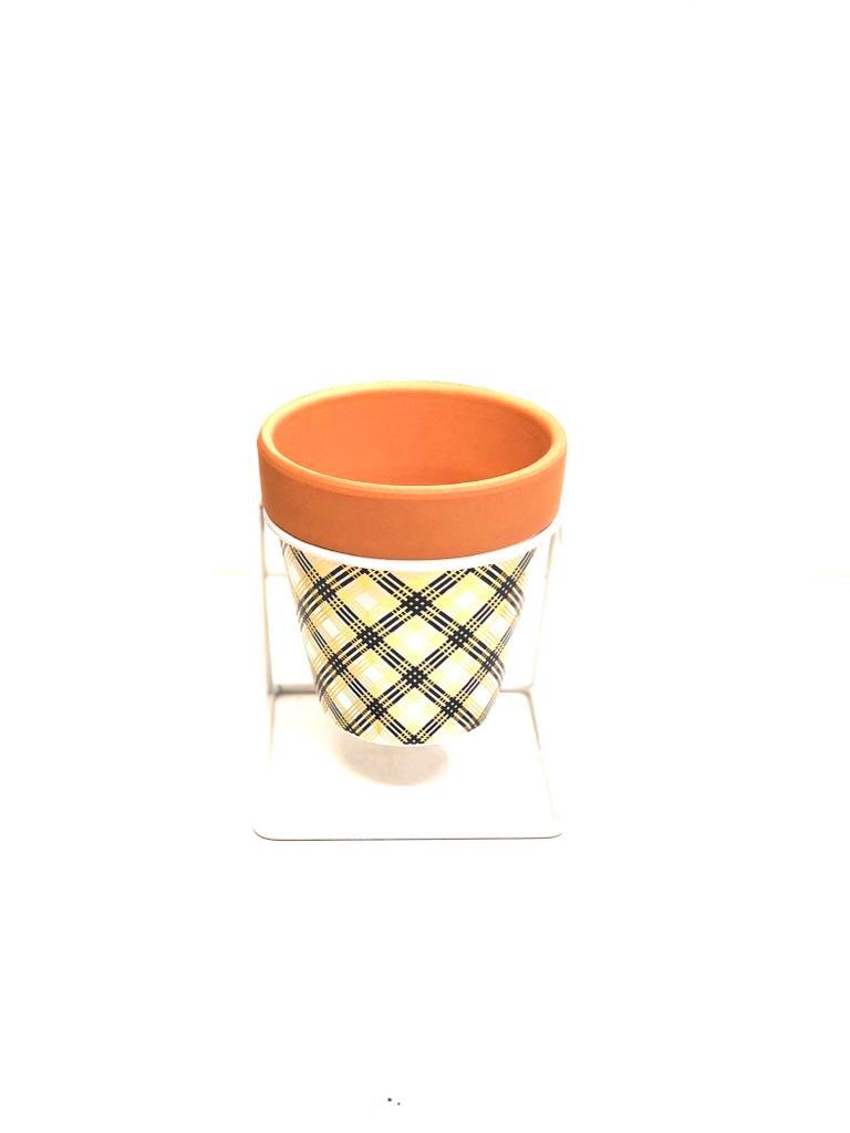 Unparalleled Design Pot On Stand White Stylish Clay Modern By Tamrapatra