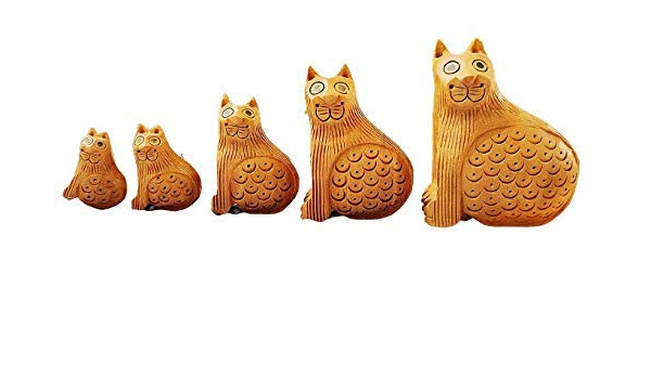 Wooden Cats Handcrafted With Detailing From Local Artisans By Tamrapatra