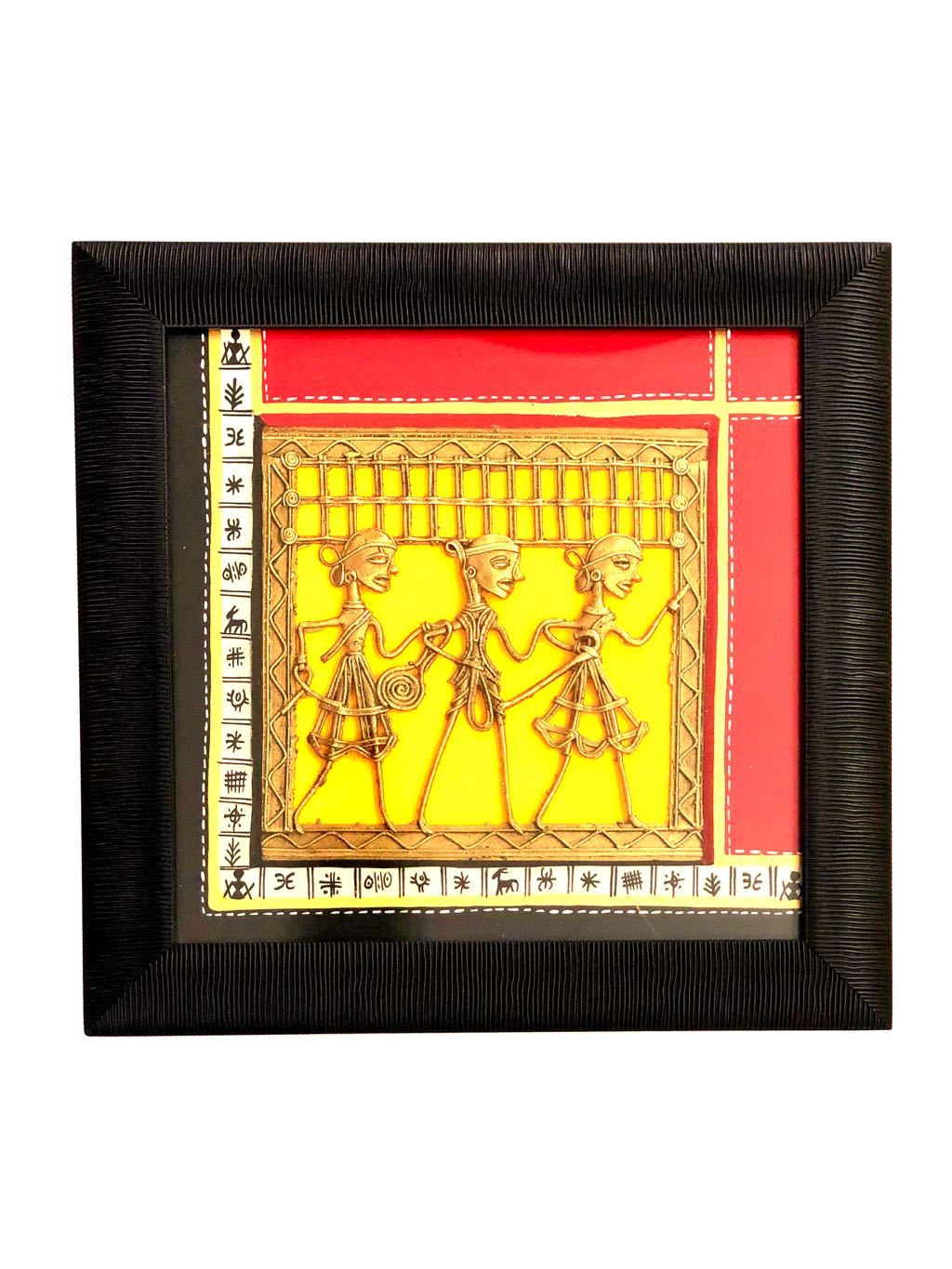 Exclusive HandPainted Warli Painting With Dhokra Figures Tamrapatra - Tamrapatra
