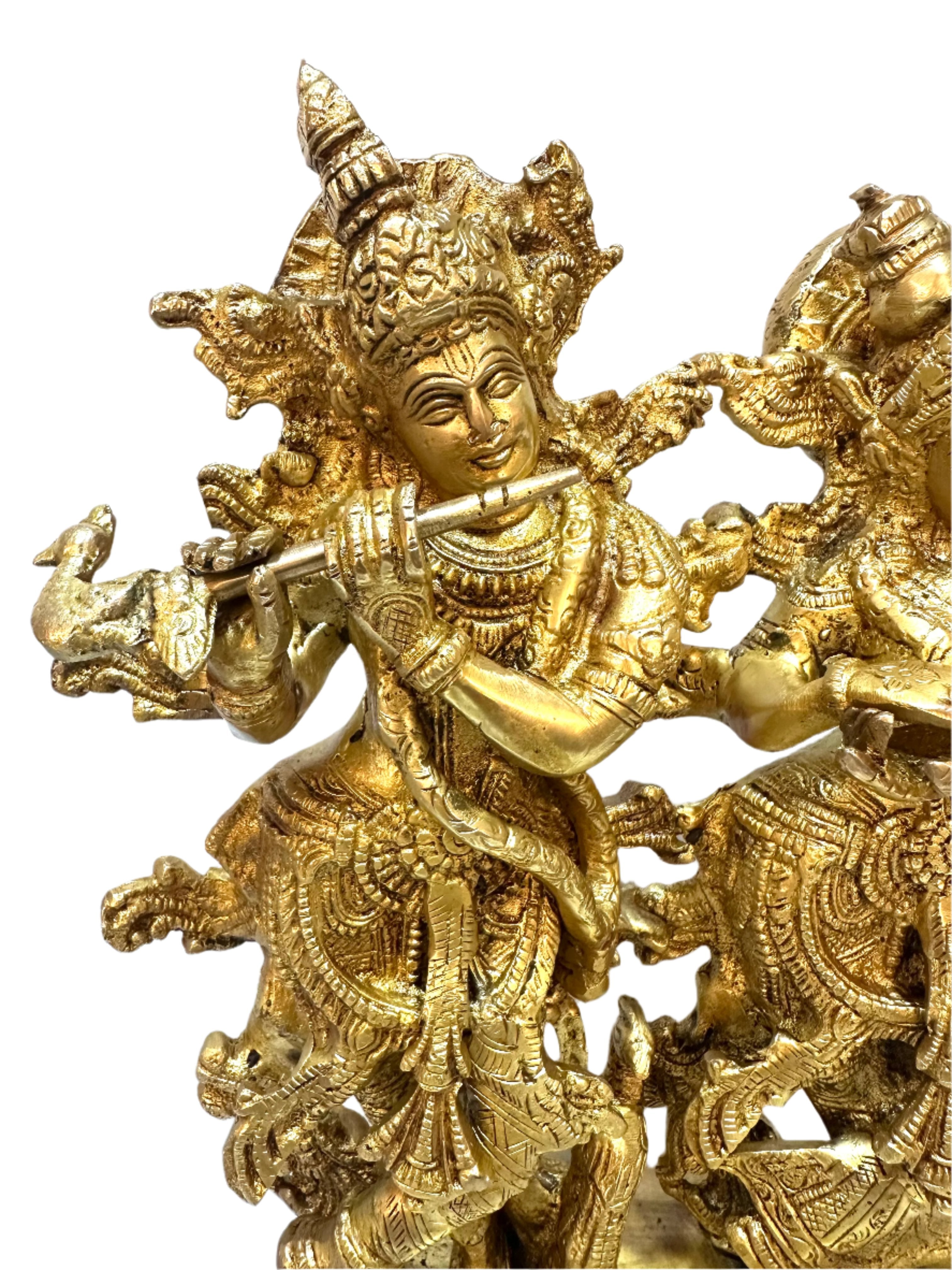 Radha Krishna Brass Idols Statue Religious Artwork Exclusive Crafts From Tamrapatra