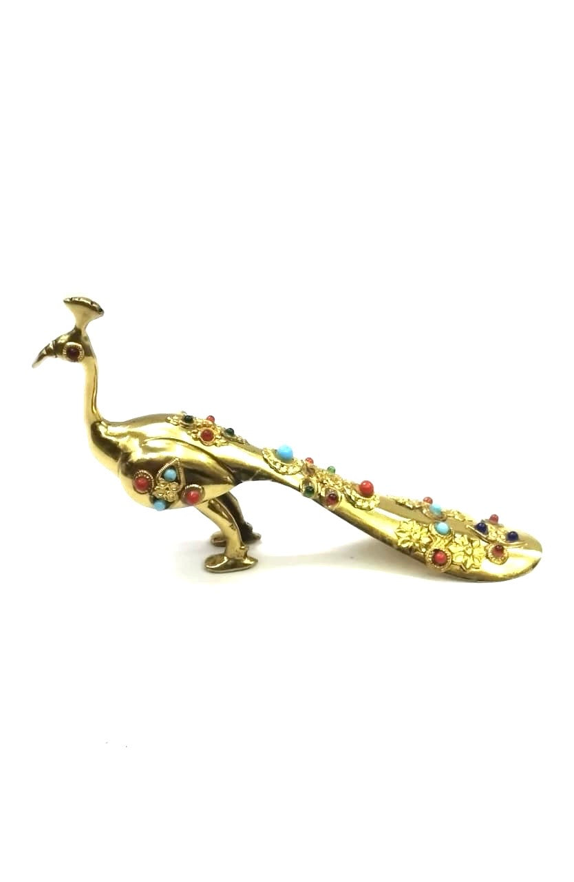 Brass Stone Peacock Splendid Artefacts For Decoration Gifts From Tamrapatra