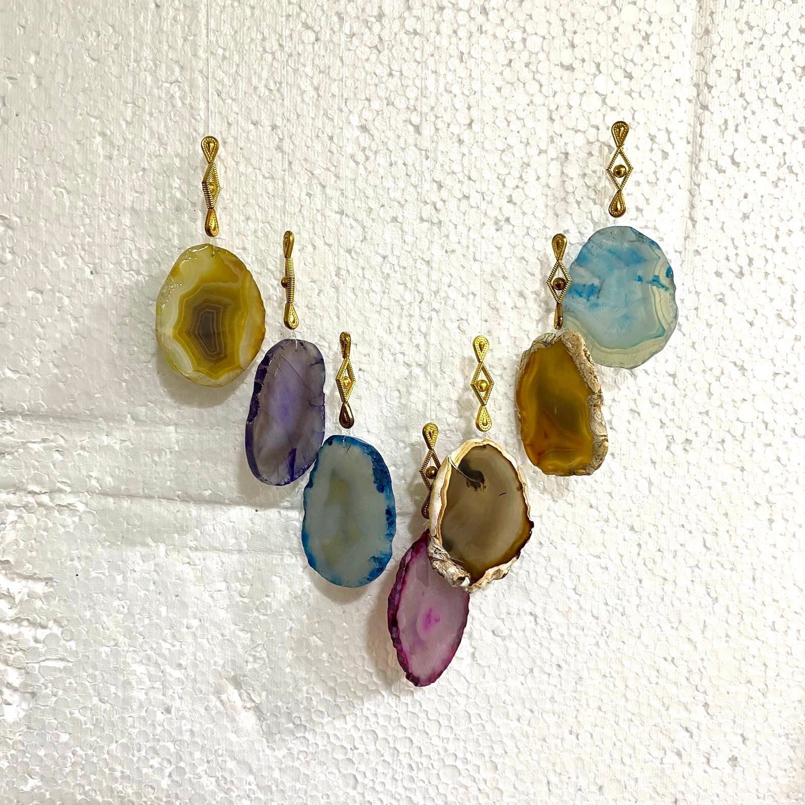 Agate Stone Spiral & Straight Hangings Multi Color Garden & Indoor By Tamrapatra