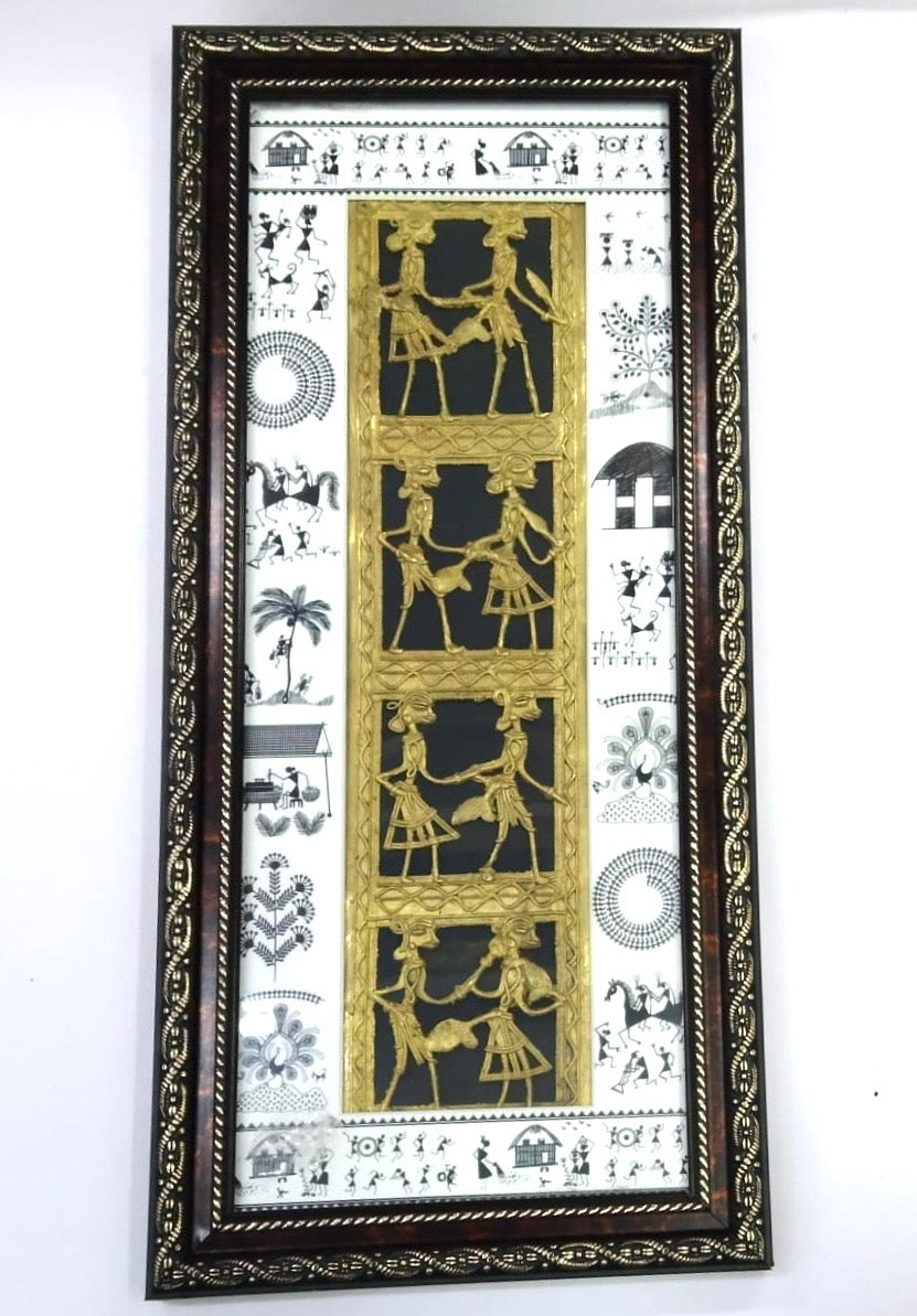 Long Frame In Dhokra Warli Art Wall Hanging Handicrafts Tamrapatra