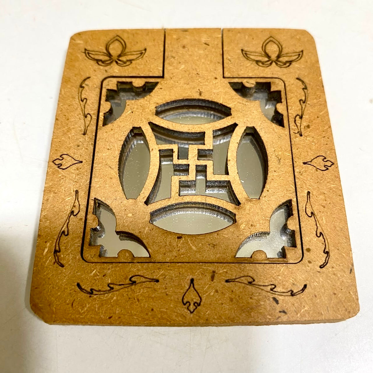 Pocket Mirror Wooden Designed With Kundan Bead & Carving Work By Tamrapatra - Tamrapatra